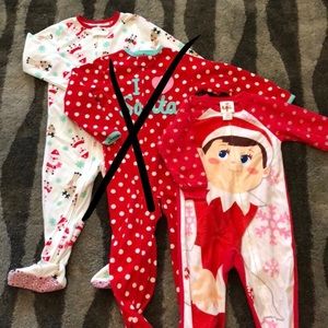 Bundle of two fleece zip up footie pajamas
